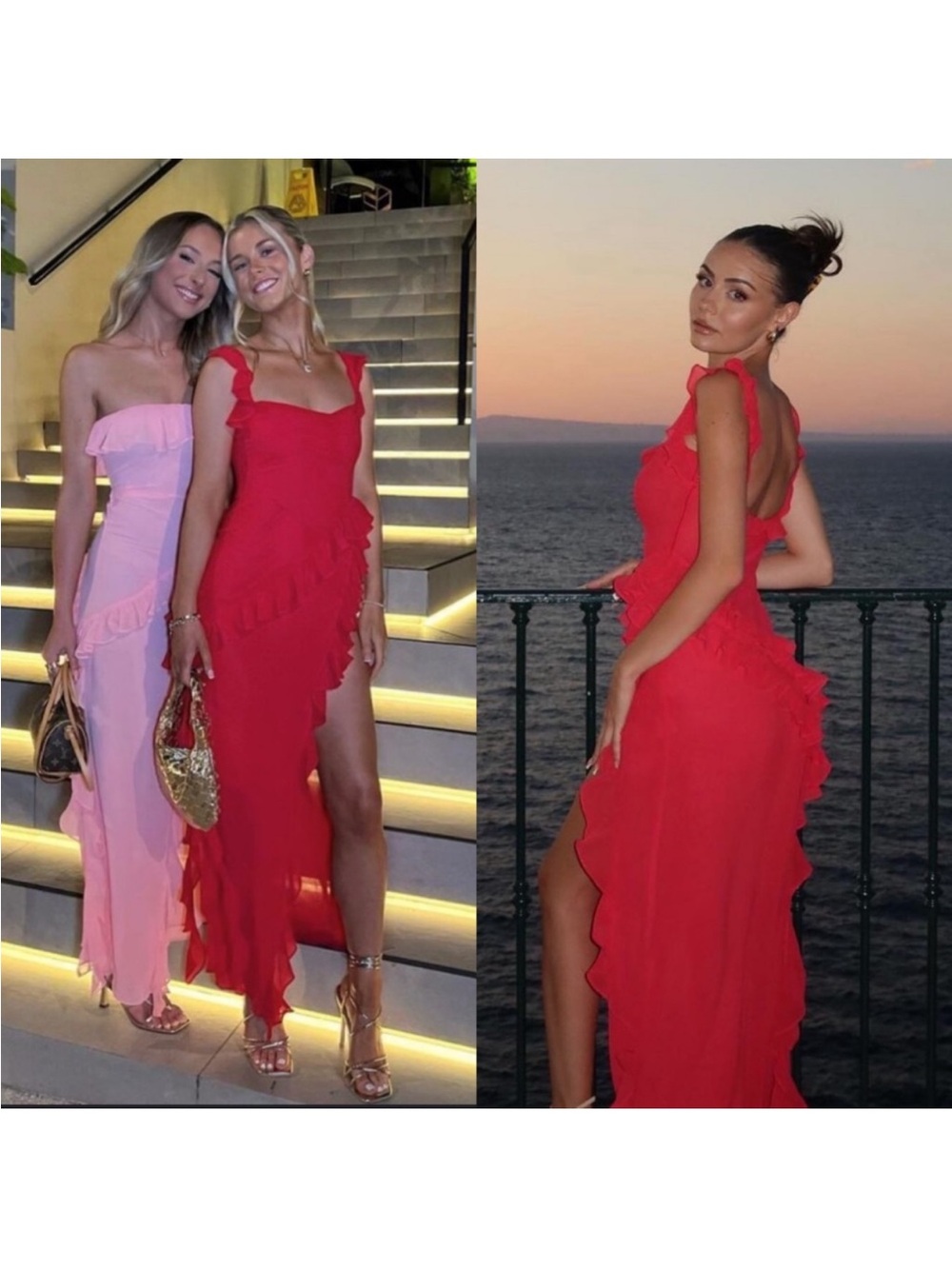 House of CB Ariela Ruffle Maxi Dress Red Rose Cherry - Picture 4 of 10